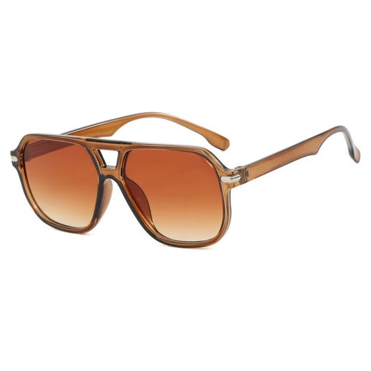 Gafas de Sol Retro Rectangulares con Doble Puente y Detalles Metálicos – Estilo Vintage de Lujo para Mujer