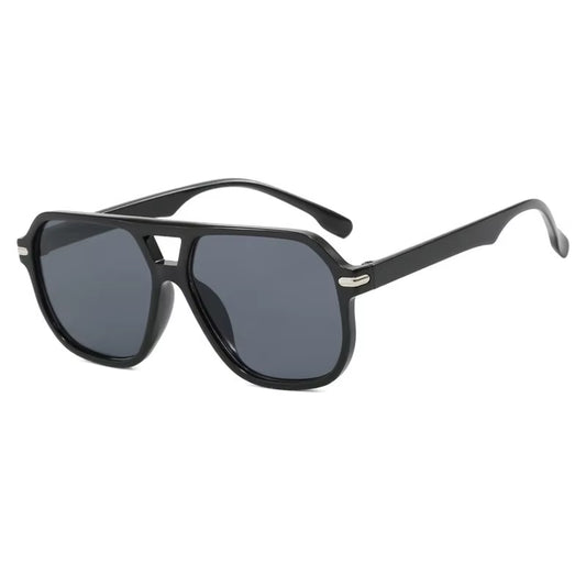 Gafas de Sol Retro Rectangulares con Doble Puente y Detalles Metálicos – Estilo Vintage de Lujo para Mujer